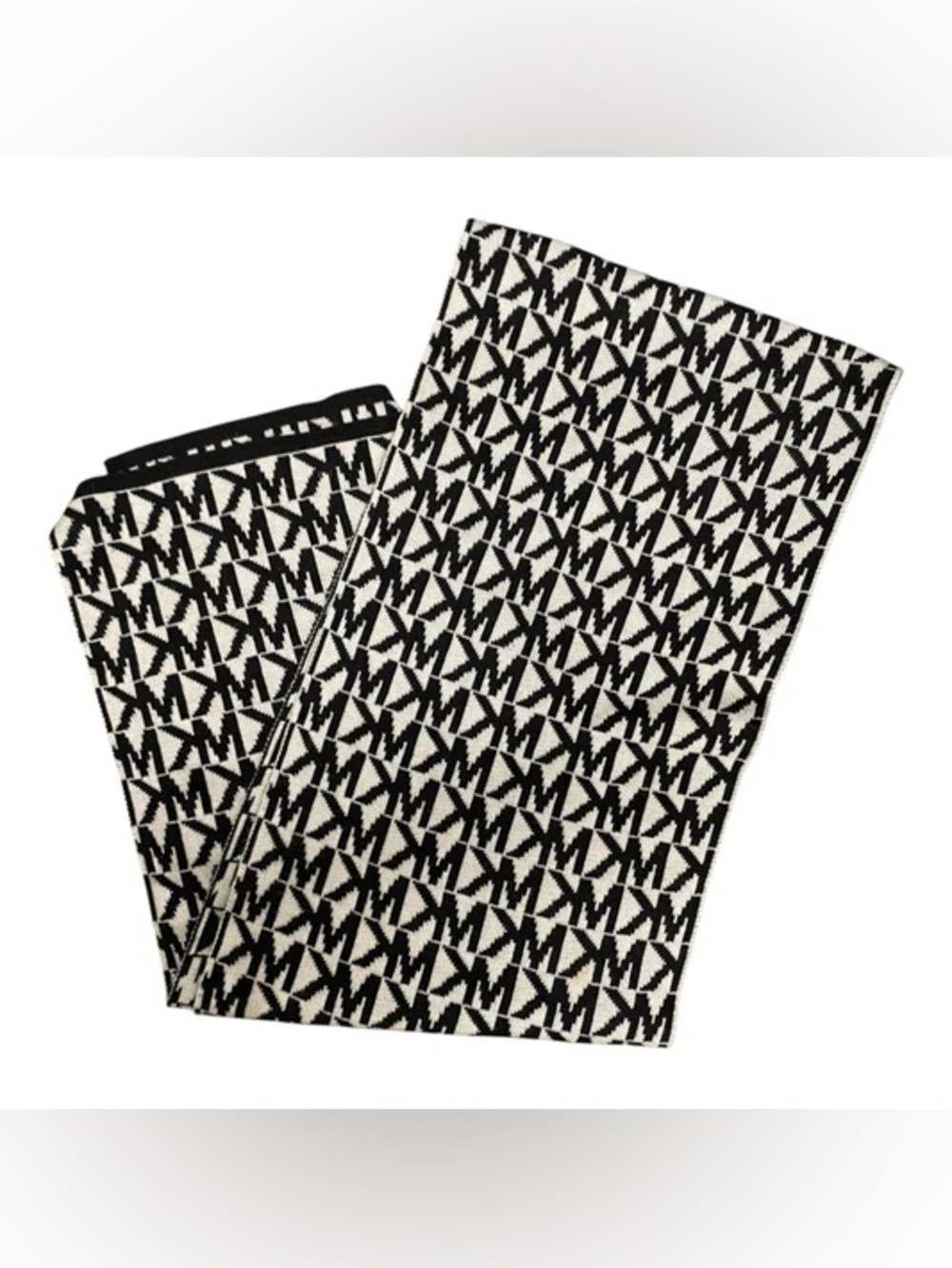 Michael Kors Black & White Monogram Knit Scarf